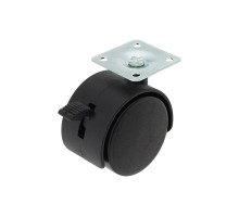 Ролик для мебели 50 mm с планкой с тормозом