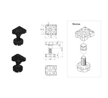 Ножка регулируемая MULTI LEG H=85-125 черная пластик. REJS TB02.0112.05.061