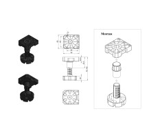 Ножка регулируемая MULTI LEG H=95-145 черная пластик. REJS TB02.0113.05.061